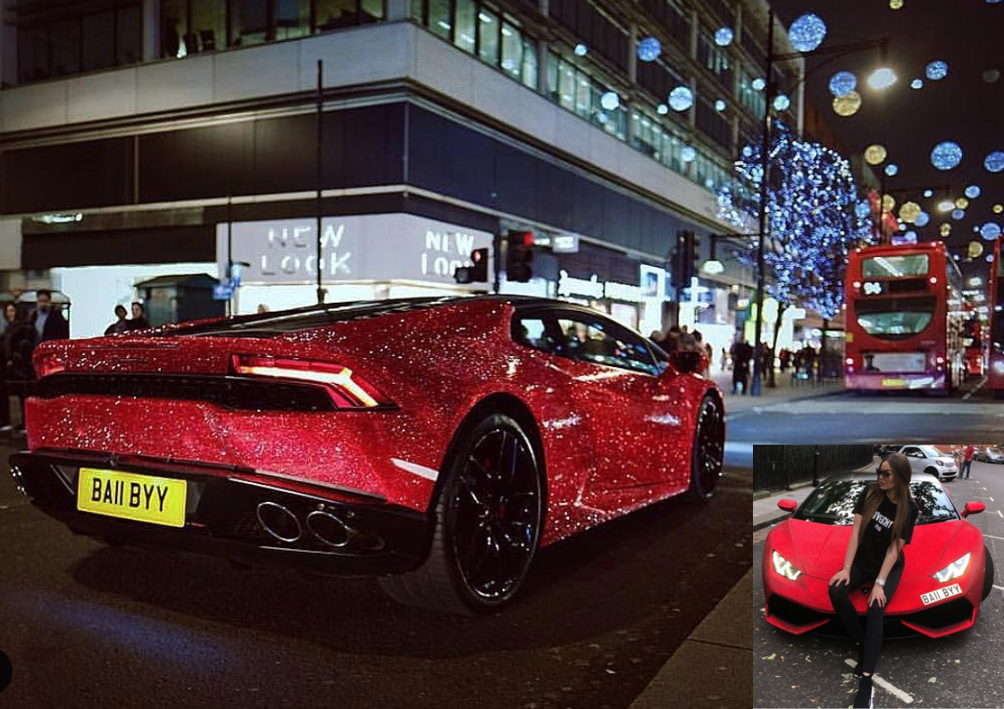 Woman Covers Her Lamborghini with 1.3 Million Crystals